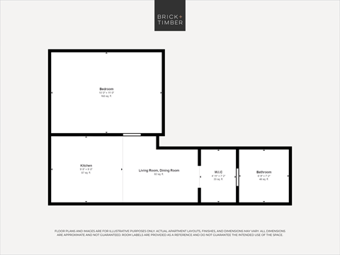 A black and white image of a floor plan for a Brick+Timber property.